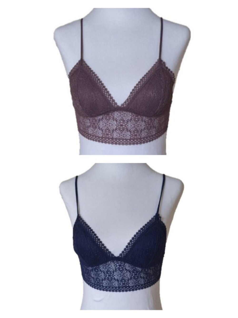 VICTORIA'S SECRET LACE BRALETTES SIZE XS  NAVY MAUVE